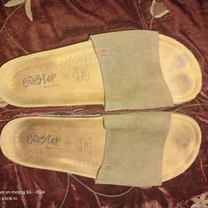 BioStep Tan Suede Slide Sandals